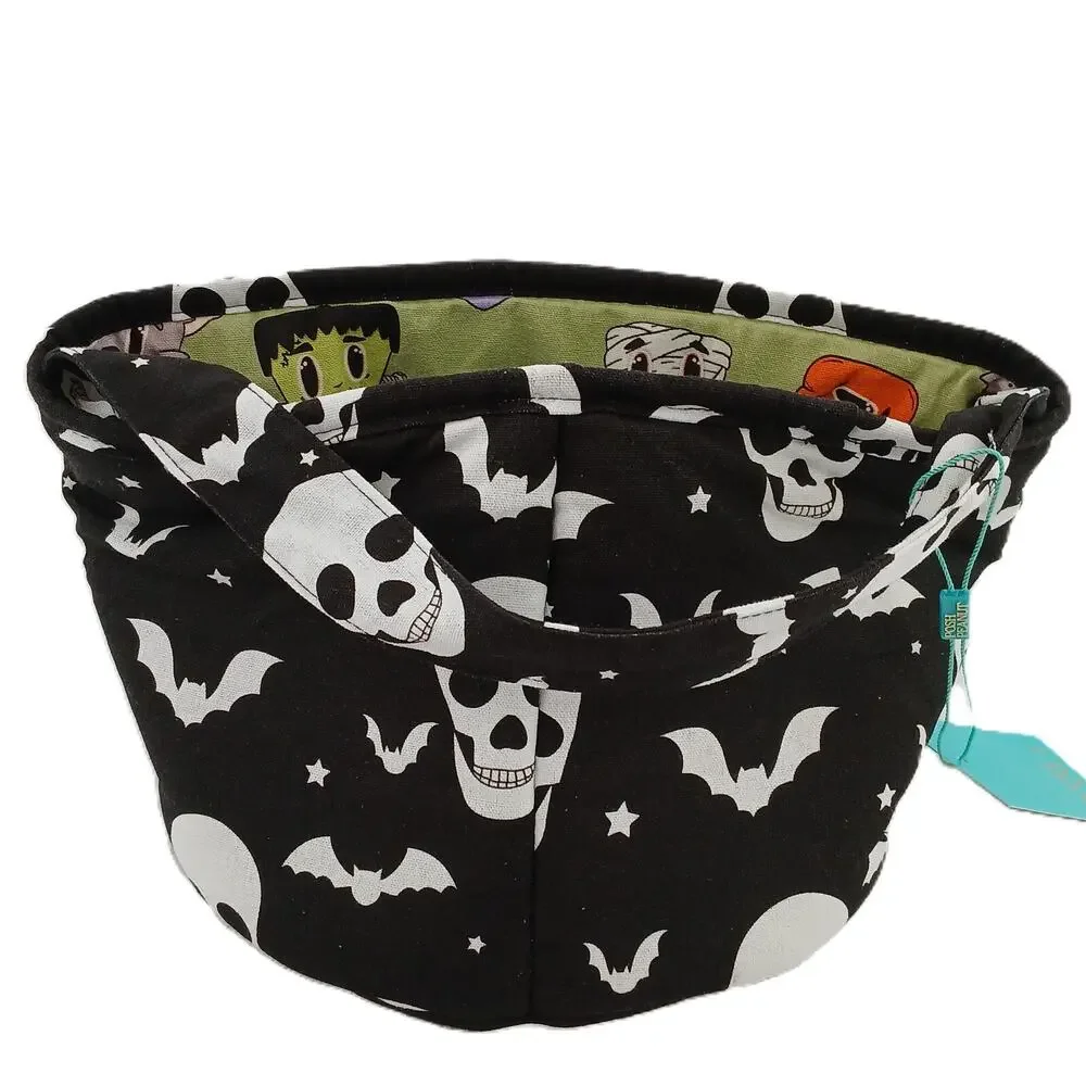 Posh Peanut Halloween Diaper Caddy Bag Candy Basket Skulls Bats Spooky Print